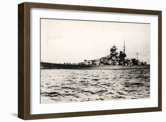 The German Battleship Gneisenau at Sea, Early in World War II-null-Framed Photographic Print