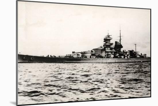 The German Battleship Gneisenau at Sea, Early in World War II-null-Mounted Photographic Print