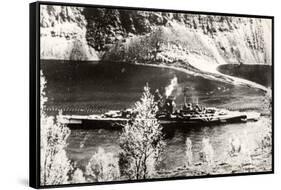 The German Battleship Tirpitz, Probably Photographed in a Norwegian Fjord-null-Framed Stretched Canvas