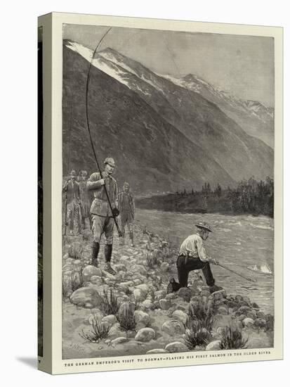 The German Emperor's Visit to Norway, Playing His First Salmon in the Olden River-Joseph Nash-Stretched Canvas