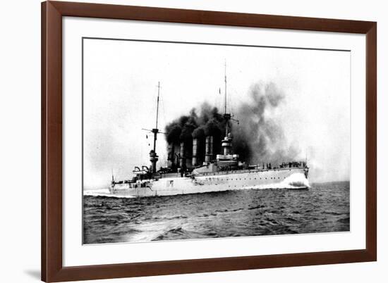 The German Flag Ship Sunk by the British Near the Falklands: the Cruiser 'scharnhorst'-null-Framed Premium Giclee Print