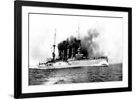 The German Flag Ship Sunk by the British Near the Falklands: the Cruiser 'scharnhorst'-null-Framed Premium Giclee Print