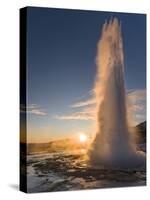 The Geysir Strokkur in Geothermal Area Haukadalur Part, Touristic Route Golden Circle During Winter-Martin Zwick-Stretched Canvas