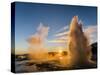 The Geysir Strokkur in Geothermal Area Haukadalur Part, Touristic Route Golden Circle During Winter-Martin Zwick-Stretched Canvas