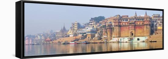 The Ghats Along the Ganges River Banks, Varanasi, India-Mauricio Abreu-Framed Stretched Canvas