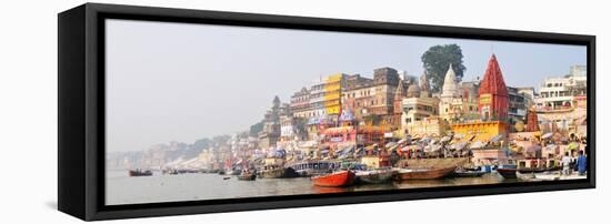 The Ghats Along the Ganges River Banks, Varanasi, India-Mauricio Abreu-Framed Stretched Canvas