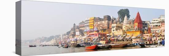 The Ghats Along the Ganges River Banks, Varanasi, India-Mauricio Abreu-Stretched Canvas