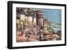 The Ghats, Benares, India-null-Framed Art Print