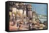 The Ghats, Benares, India-null-Framed Stretched Canvas