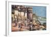 The Ghats, Benares, India-null-Framed Art Print