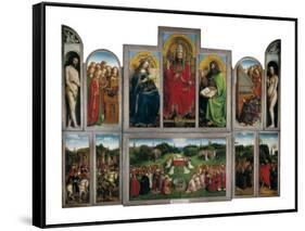 The Ghent Altarpiece or Adoration of the Mystic Lamb-Hubert & Jan Van Eyck-Framed Stretched Canvas