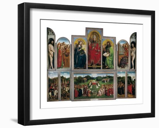 The Ghent Altarpiece or Adoration of the Mystic Lamb-Hubert & Jan Van Eyck-Framed Art Print