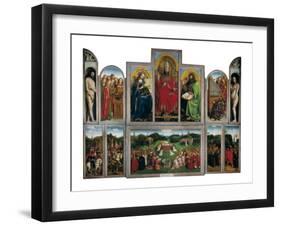 The Ghent Altarpiece or Adoration of the Mystic Lamb-Hubert & Jan Van Eyck-Framed Art Print