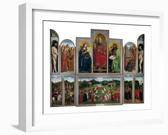 The Ghent Altarpiece or Adoration of the Mystic Lamb-Hubert & Jan Van Eyck-Framed Art Print