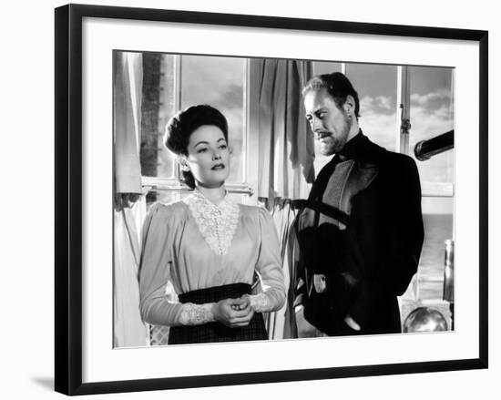 The Ghost and Mrs. Muir, Gene Tierney (Costume Designed by Oleg Cassini), Rex Harrison, 1947-null-Framed Photo