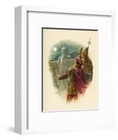 The Ghost of Hamlet's Father Appears on the Battlements of Elsinore and Alarms the Sentries-Harold Copping-Framed Art Print