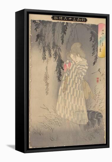 The Ghost of Okiku at Sarayashiki, 1890-Tsukioka Yoshitoshi-Framed Stretched Canvas