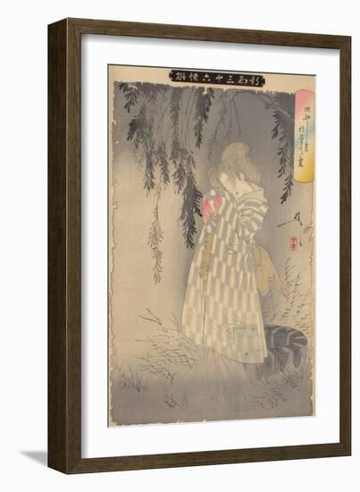 The Ghost of Okiku at Sarayashiki, 1890-Tsukioka Yoshitoshi-Framed Giclee Print
