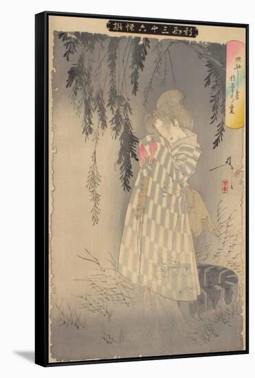 The Ghost of Okiku at Sarayashiki, 1890-Tsukioka Yoshitoshi-Framed Stretched Canvas