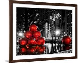 The Giant Christmas Ornaments on Sixth Avenue across from the Radio City Music Hall by Night-Philippe Hugonnard-Framed Photographic Print