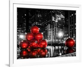 The Giant Christmas Ornaments on Sixth Avenue across from the Radio City Music Hall by Night-Philippe Hugonnard-Framed Photographic Print