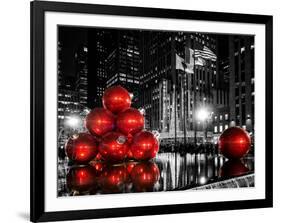 The Giant Christmas Ornaments on Sixth Avenue across from the Radio City Music Hall by Night-Philippe Hugonnard-Framed Photographic Print