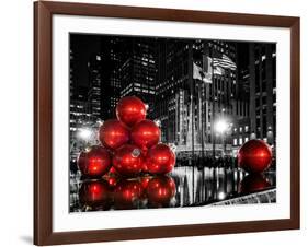 The Giant Christmas Ornaments on Sixth Avenue across from the Radio City Music Hall by Night-Philippe Hugonnard-Framed Photographic Print