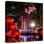 The Giant Christmas Ornaments on Sixth Avenue across from the Radio City Music Hall by Night-Philippe Hugonnard-Stretched Canvas