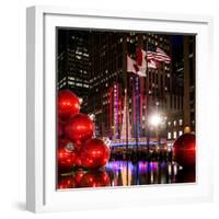 The Giant Christmas Ornaments on Sixth Avenue across from the Radio City Music Hall by Night-Philippe Hugonnard-Framed Photographic Print