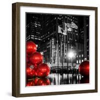 The Giant Christmas Ornaments on Sixth Avenue across from the Radio City Music Hall by Night-Philippe Hugonnard-Framed Photographic Print