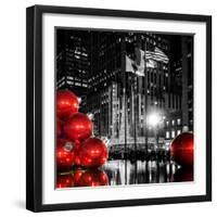 The Giant Christmas Ornaments on Sixth Avenue across from the Radio City Music Hall by Night-Philippe Hugonnard-Framed Photographic Print