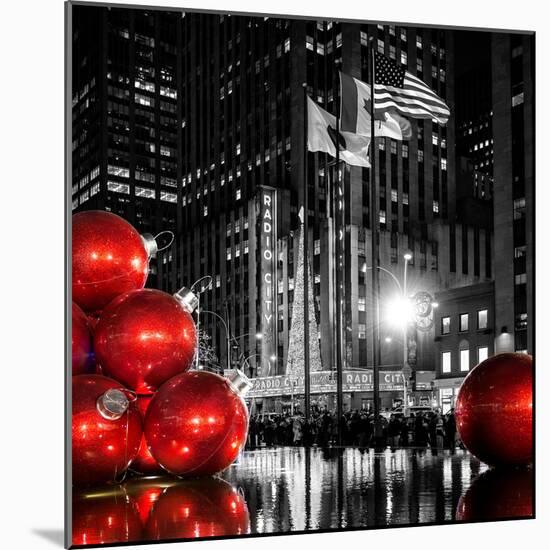 The Giant Christmas Ornaments on Sixth Avenue across from the Radio City Music Hall by Night-Philippe Hugonnard-Mounted Photographic Print