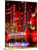 The Giant Christmas Ornaments on Sixth Avenue across from the Radio City Music Hall by Night-Philippe Hugonnard-Mounted Photographic Print