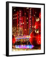 The Giant Christmas Ornaments on Sixth Avenue across from the Radio City Music Hall by Night-Philippe Hugonnard-Framed Premium Photographic Print