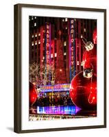 The Giant Christmas Ornaments on Sixth Avenue across from the Radio City Music Hall by Night-Philippe Hugonnard-Framed Photographic Print