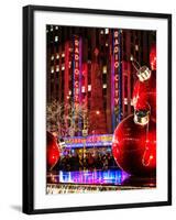 The Giant Christmas Ornaments on Sixth Avenue across from the Radio City Music Hall by Night-Philippe Hugonnard-Framed Photographic Print