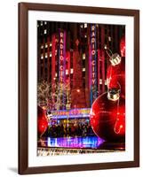 The Giant Christmas Ornaments on Sixth Avenue across from the Radio City Music Hall by Night-Philippe Hugonnard-Framed Photographic Print