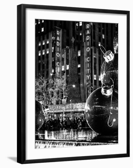 The Giant Christmas Ornaments on Sixth Avenue across from the Radio City Music Hall by Night-Philippe Hugonnard-Framed Photographic Print