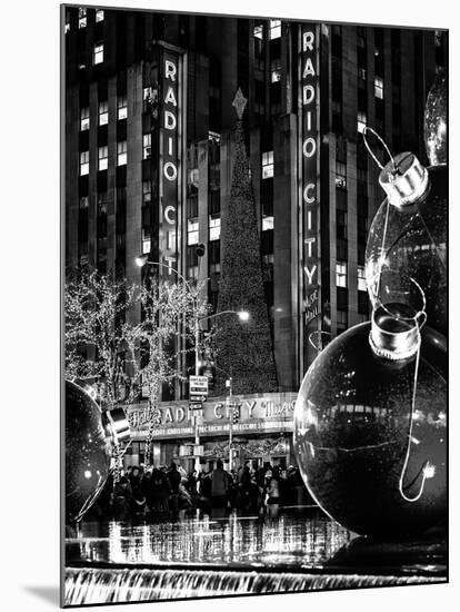 The Giant Christmas Ornaments on Sixth Avenue across from the Radio City Music Hall by Night-Philippe Hugonnard-Mounted Photographic Print