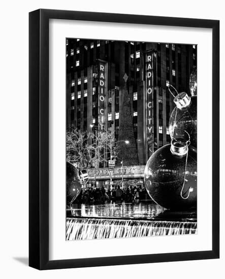 The Giant Christmas Ornaments on Sixth Avenue across from the Radio City Music Hall by Night-Philippe Hugonnard-Framed Art Print