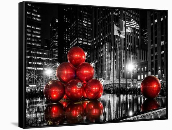 The Giant Christmas Ornaments on Sixth Avenue across from the Radio City Music Hall by Night-Philippe Hugonnard-Framed Stretched Canvas