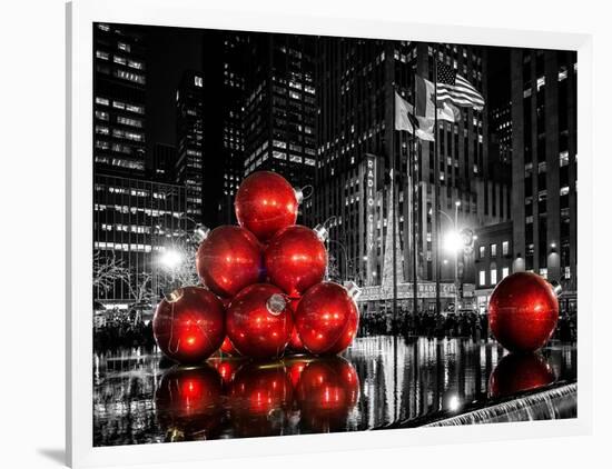 The Giant Christmas Ornaments on Sixth Avenue across from the Radio City Music Hall by Night-Philippe Hugonnard-Framed Art Print