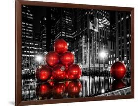 The Giant Christmas Ornaments on Sixth Avenue across from the Radio City Music Hall by Night-Philippe Hugonnard-Framed Art Print