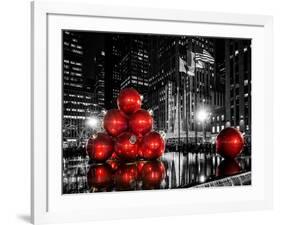 The Giant Christmas Ornaments on Sixth Avenue across from the Radio City Music Hall by Night-Philippe Hugonnard-Framed Art Print