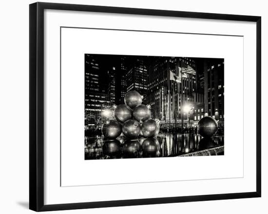 The Giant Christmas Ornaments on Sixth Avenue across from the Radio City Music Hall by Night-Philippe Hugonnard-Framed Art Print