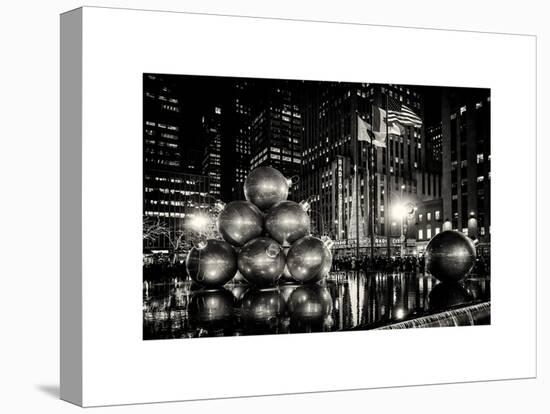 The Giant Christmas Ornaments on Sixth Avenue across from the Radio City Music Hall by Night-Philippe Hugonnard-Stretched Canvas