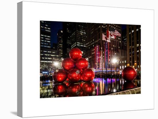 The Giant Christmas Ornaments on Sixth Avenue across from the Radio City Music Hall by Night-Philippe Hugonnard-Stretched Canvas