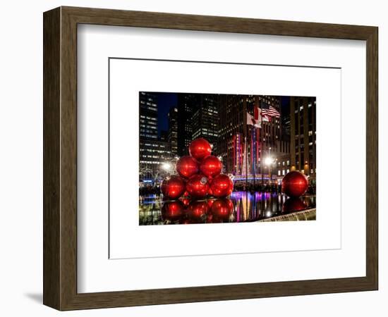 The Giant Christmas Ornaments on Sixth Avenue across from the Radio City Music Hall by Night-Philippe Hugonnard-Framed Art Print