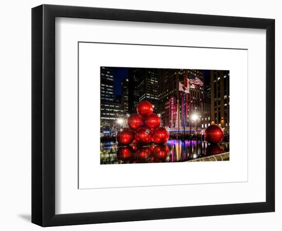 The Giant Christmas Ornaments on Sixth Avenue across from the Radio City Music Hall by Night-Philippe Hugonnard-Framed Art Print