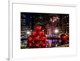 The Giant Christmas Ornaments on Sixth Avenue across from the Radio City Music Hall by Night-Philippe Hugonnard-Framed Art Print